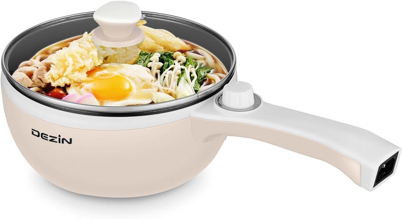 DEZIN Hot Pot Electric Upgraded, Non-Stick Sauté Pan, Rapid Noodles Electric Pot, 1.5L Mini Portable Hot Pot for Steak, Egg, Fried Rice, Ramen, Oatmeal, Soup with Power Adjustment - Image 1